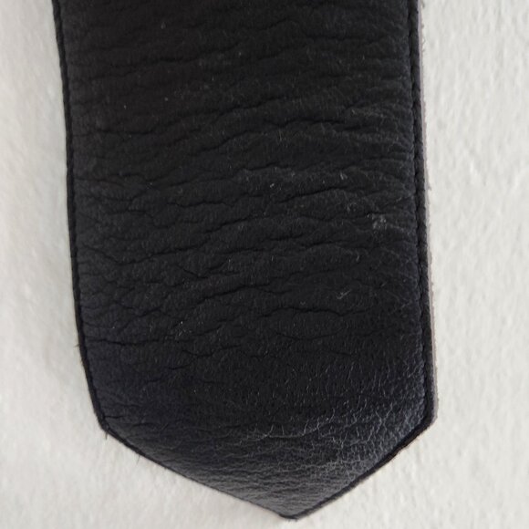 Vintage extra wide black leather gold hardware belt Sz S-M - Picture 9 of 11